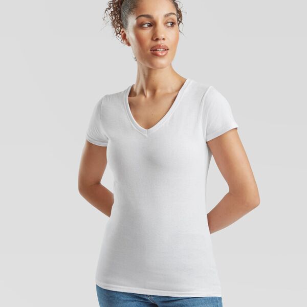 SS047mg Lady-fit valueweight v-neck tee Thumbnail